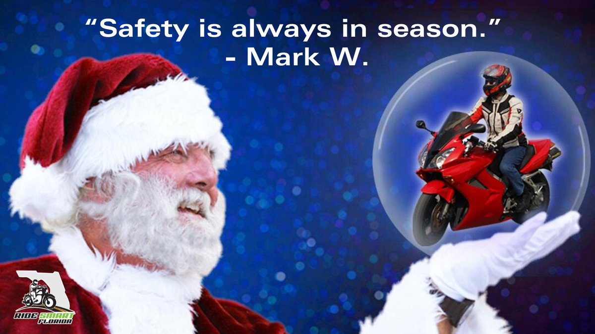 RideSmartFL's tweet image. 🎵He sees you when you’re speeding - knows when you lock your brakes. He knows when you ride bad or good, so be good for goodness sake!🎵🎅 #RideInControl #RideSmartFL