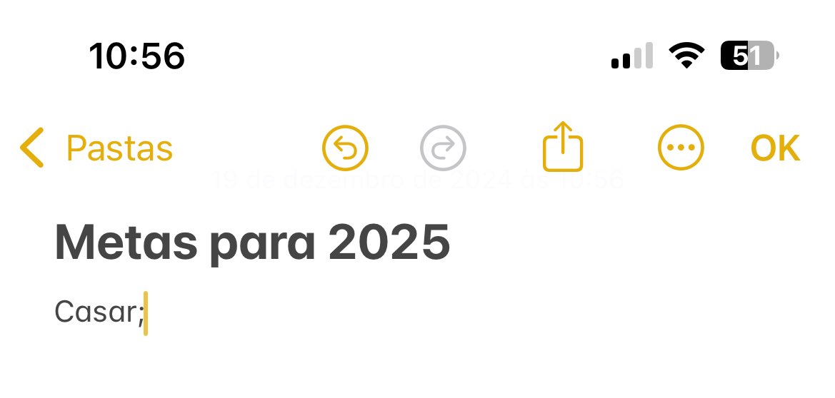 Comecei minha listinha de metas para 2025