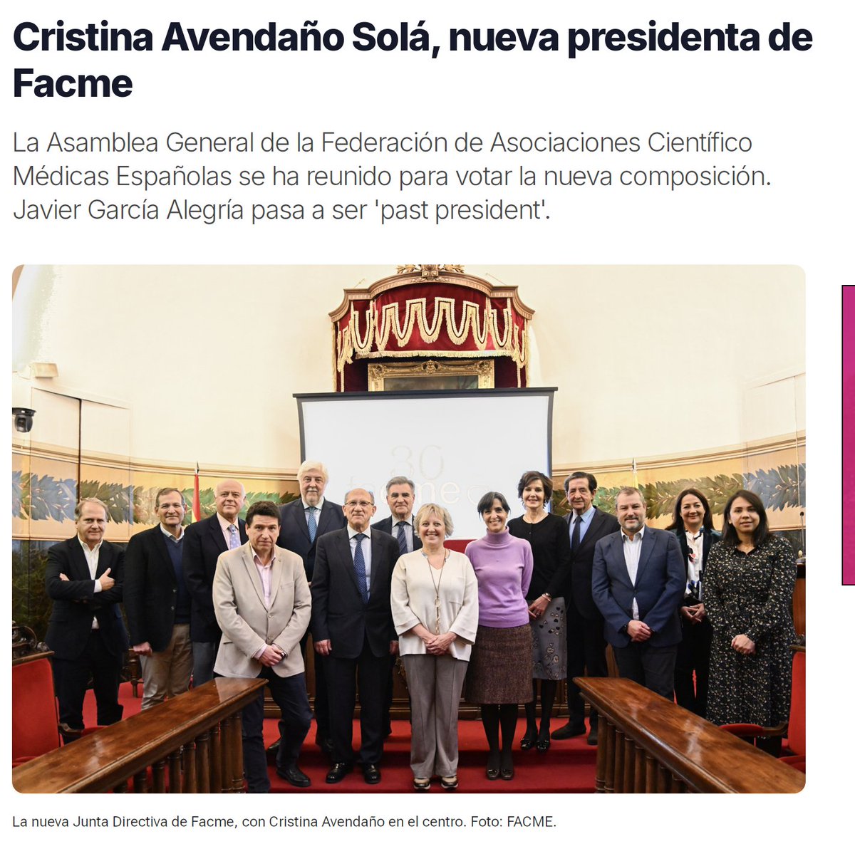 📢¡Enhorabuena a la nueva Junta Directiva de <a href="/facme_es/">FACME</a>!
La Dra. Cristina Avendaño Solá, médico especialista en Farmacología Clínica, nueva Presidenta.
👏👏👏
#sefc_news