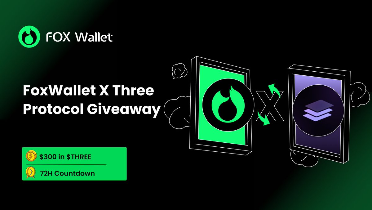🥳Celebrating $THREE's listing on <a href="/FoxWallet/">FoxWallet Official</a>! $300 in $THREE goes to 30 lucky winners! 🍬

👇To enter:
1⃣Follow <a href="/FoxWallet/">FoxWallet Official</a> and <a href="/ThreeProtocol/">Three Protocol</a>
2⃣Like and Retweet this post
3⃣Comment with your #FoxWallet ERC20 address screenshot

⏳72 hours to join! Hurry up!💨 #Giveaway #Airdrop