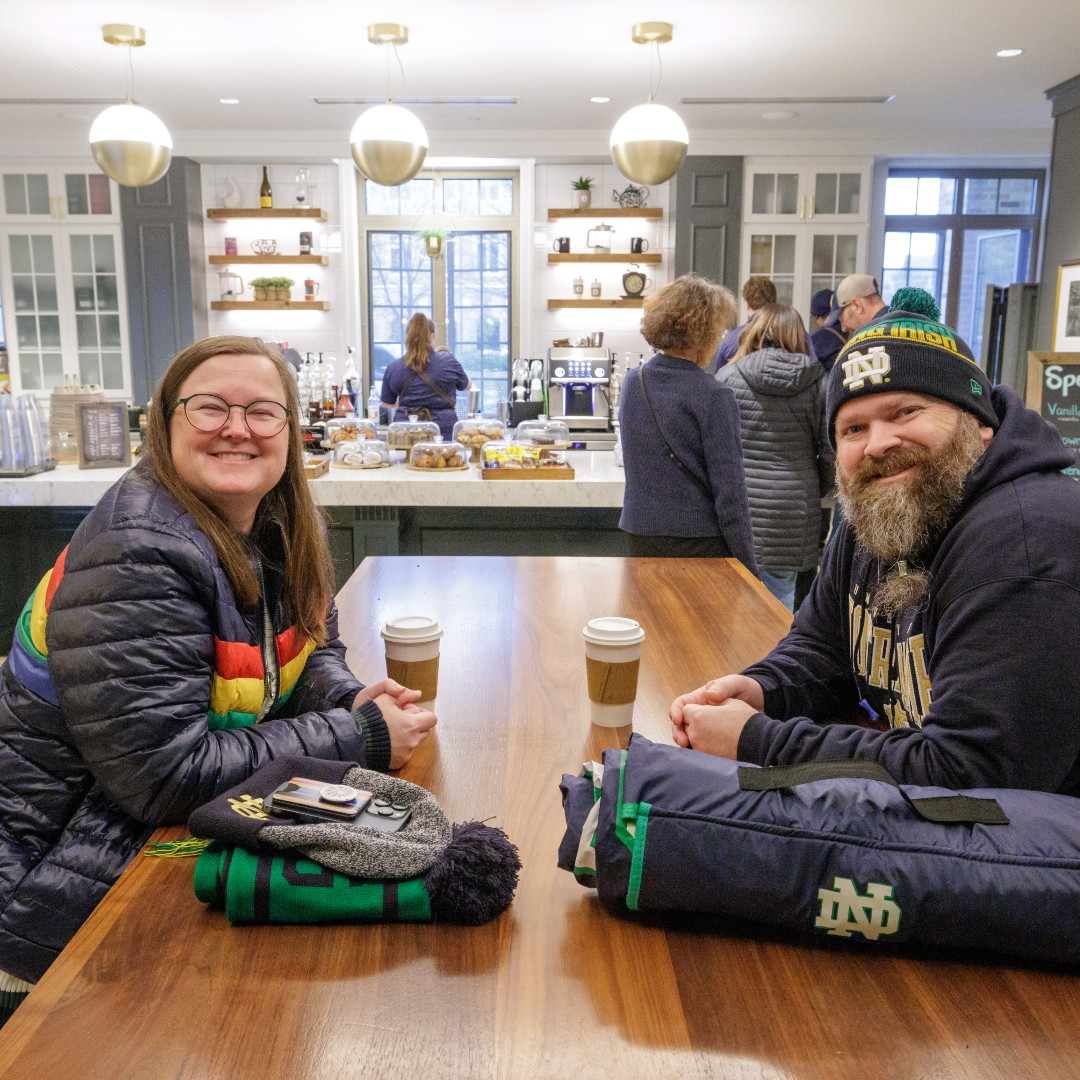 Relish in Irish cheer with us this weekend by joining fellow fans for a cup of coffee at Cafe J or by grabbing a warm drink from Rohr's. We're here to help keep you warm, full, and caffeinated for a night of cheering on the Irish!