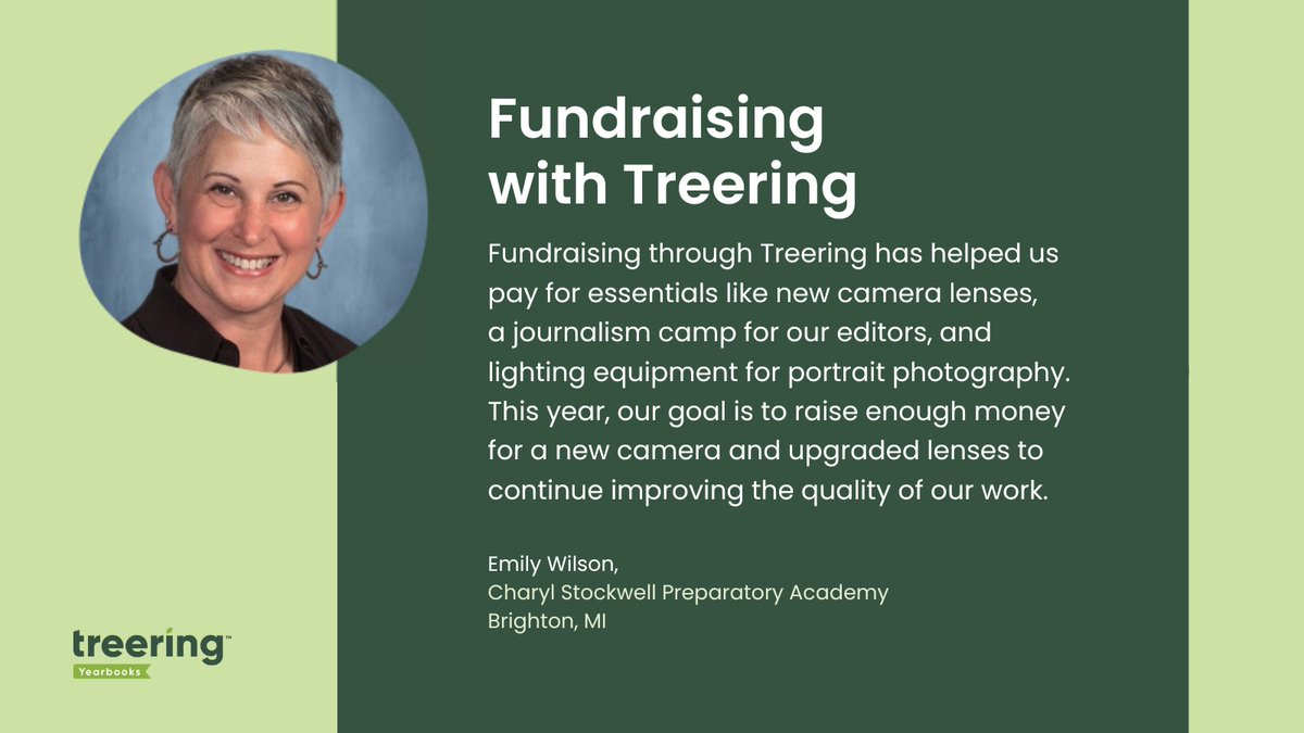 Yearbook hero, Emily Wilson, explains how Treering's fundraising tools have helped pay for class essentials, such as camera lenses and camps.

ow.ly/55FI50UsZ5k 

#yearbookhero #yearbook #teachers #yearbookquotes #yearbookfundraising