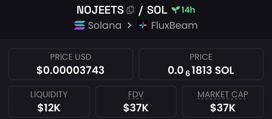 VegaSnipes_'s tweet image. Brimming #NOJEETS at $37k MCAP in my private TG.