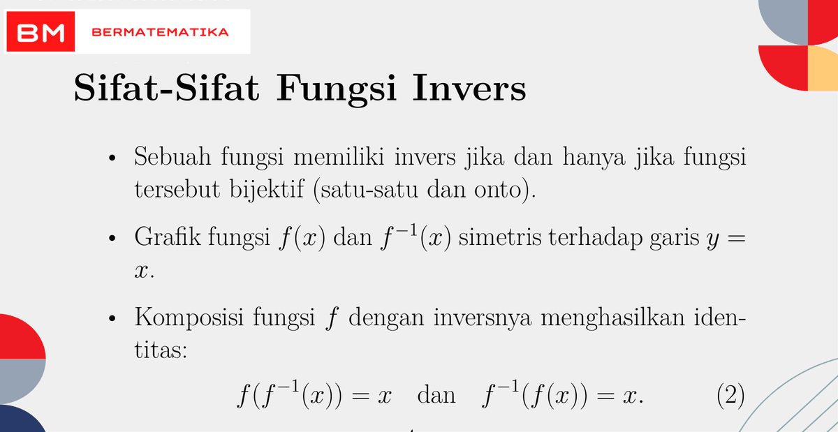 AleamsBarra's tweet photo. Fungsi Invers #SNBT2025

Seperti yang saya katakan kemarin belajar adalah membuat cerita (membuat makna) untuk diri sendiri agar materi yang kita pelajari jadi "make sense". Buat saya dulu, prosedur algoritma mencari invers dengan salah satu langkahnya mengganti y dengan x dan sebaliknya rada misterius. Kenapa boleh begitu, apa yang terjadi?

Nah sekarang saya lebih suka pakai cerita sebagai berikut. Diberikan f(x) = 3x+5. Kita mau cari inversnya. Misalkan y=f^(-1) (x). Akibatnya x=f(y) = 3y + 5. Yang kita cari adalah y, jadi 3y=5-x dan y =(5-x)/3. Dengan demikian f^(-1)(x) =(5-x)/3.

Nah tentunya anda bisa memaknai sendiri dengan cara yang berbeda.

Berikut ringkasan materi fungsi invers.
