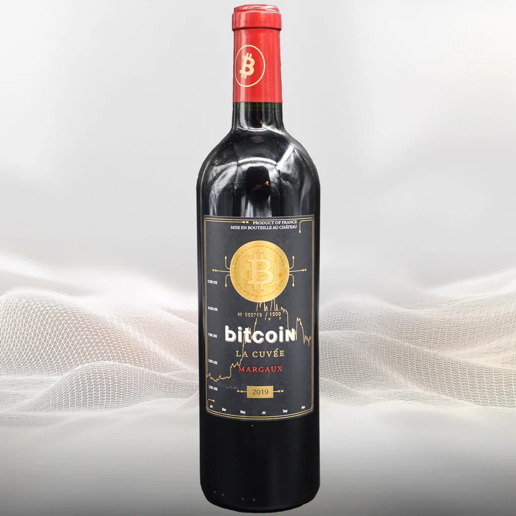 InterCellar_'s tweet photo. Discover Bitcoin la Cuvée Margaux 2019 🍷

1 of the 3 bottles contained in @InterCellar_ “Bitcoin la Cuvée” Holiday pack. 🍇

👉 Now available on @cryptocomnft : https://t.co/cgcMgPo1eG

More details on the vintage ⤵️

[1/3] https://t.co/DYQ9lGzqHM