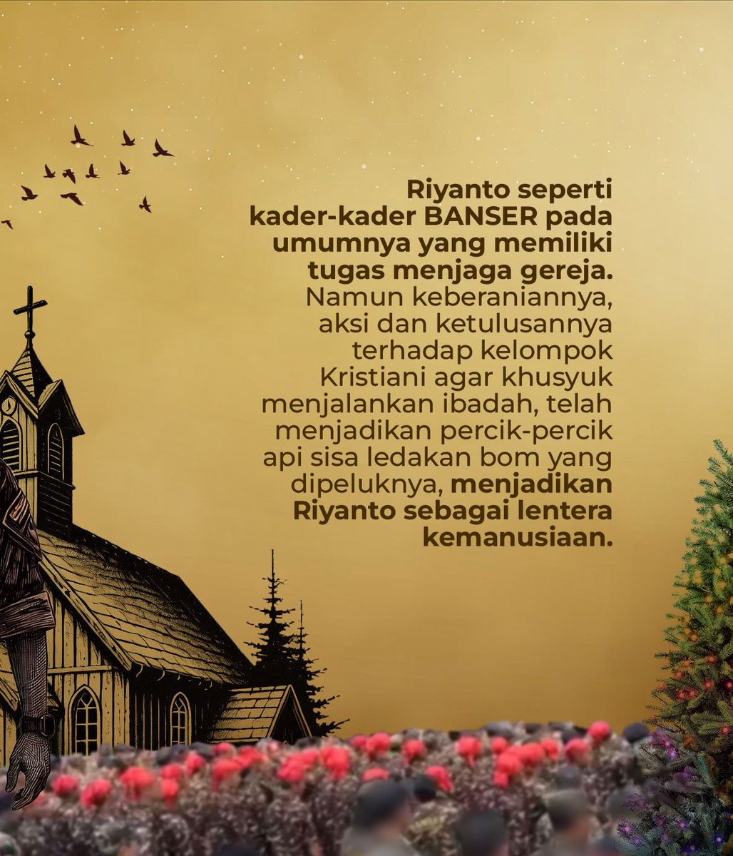 Tidak ada imajinasi bagi kader Ansor dan Banser akan mendapatkan sanjungan atau imbalan dalam bentuk apapun saat mereka membantu sesama, termasuk menjaga gereja. Pun demikian dengan Riyanto, saat tiba-tiba dirinya memeluk bom yang membuatnya kehilangan nyawa. Riyanto sama halnya