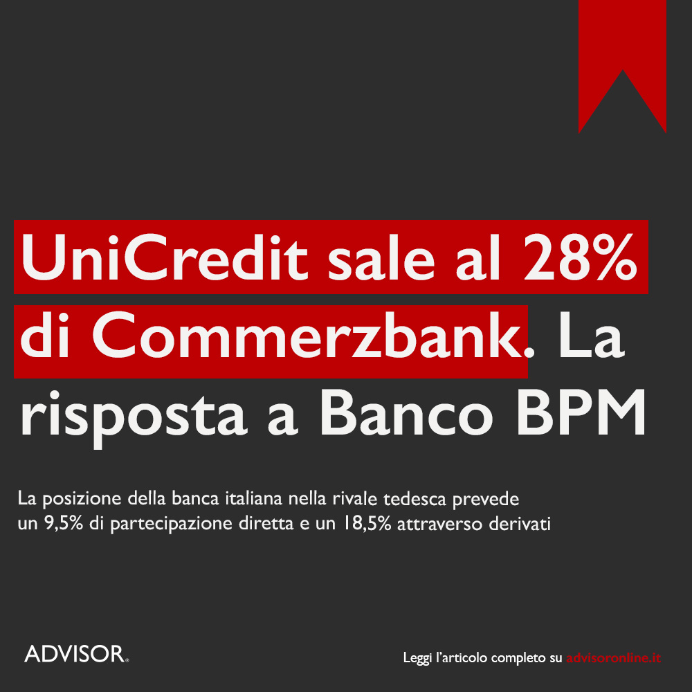 UniCredit ha sottoscritto nuovi strumenti finanziari relativi alle azioni Commerzbank, in linea con l'obiettivo precedentemente dichiarato di raggiungere una quota fino al 29,9%.

Leggi l'articolo completo 👉 ow.ly/60me50Uu6CM