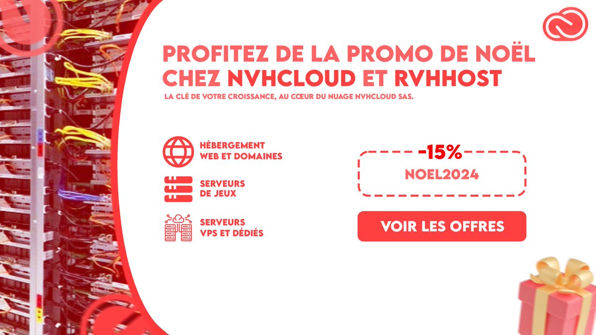rvhhost's tweet photo. 🎄 Les promos de Noël sont là ! 🎁

🎅 -15% sur toutes nos boutiques Nvhcloud &amp; Rvhhost avec le code : NOEL2024.
✨ Offrez-vous la qualité à prix réduit pour les fêtes !

#Noël #Promo #Cloud #Hosting https://t.co/CH80csAVki