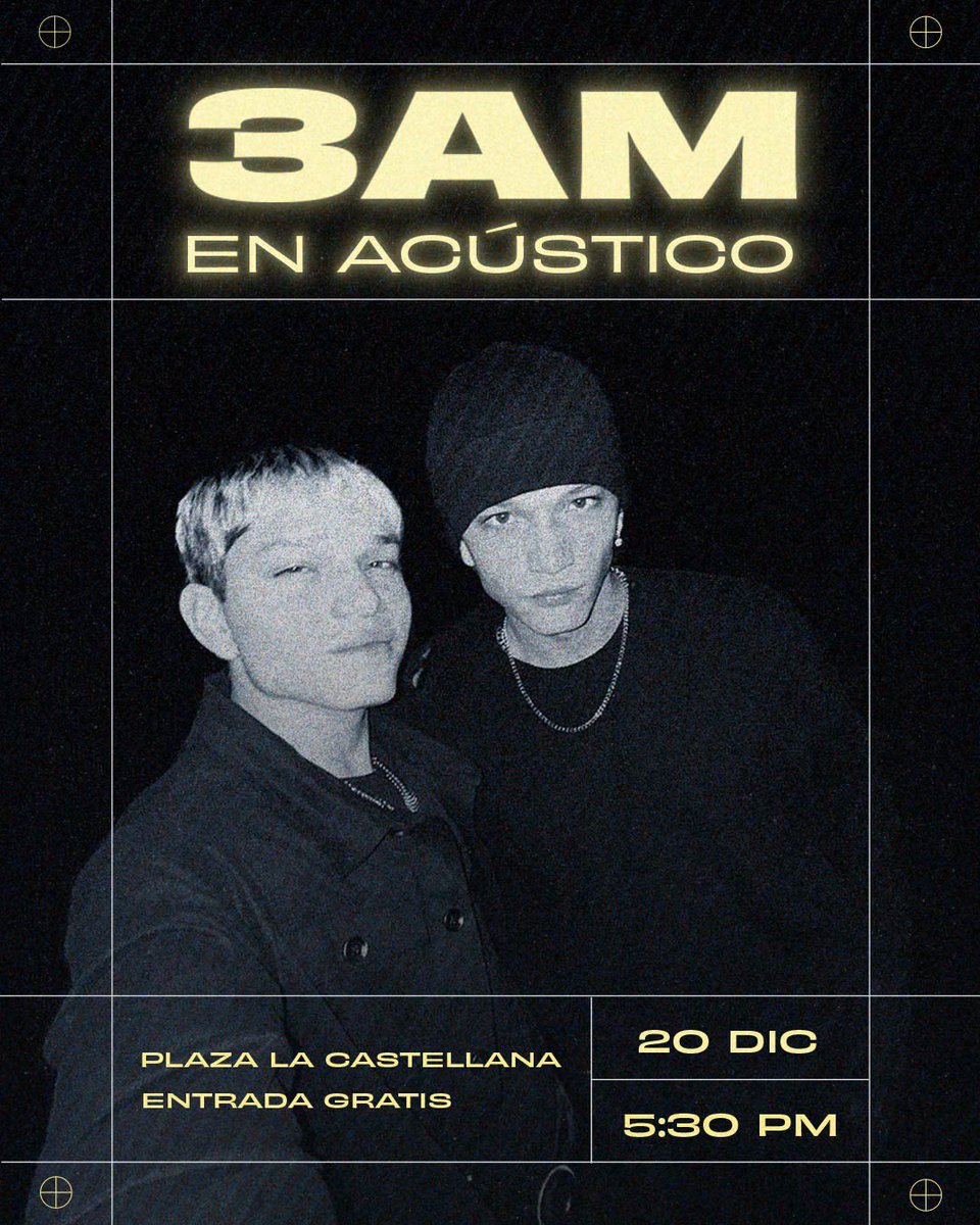 ConcertsMusicVe's tweet image. Rych y Chris Bermúdez, los mellizos venezolanos son una evidencia de dedicación por el dúo @3am_musica que asciende mundialmente con hip-hop romántico, voces melodiosas o letras sinceras. Entrada gratis (Showcase en Acústico) 🎤🎵

🗓️ 20 de Diciembre
📍 Plaza La Castellana