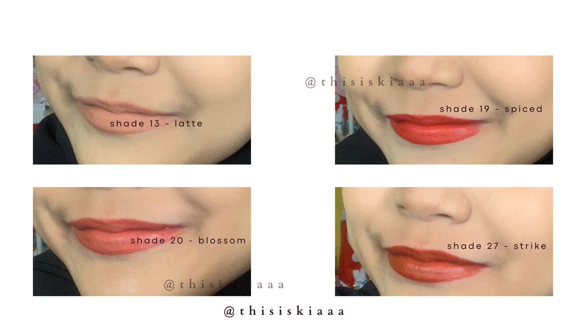 thisiskiaaa's tweet photo. ini dia swatches 4 shade yang aku suka! 

kalau untuk di ombre aku paling suka 13 - latte as a base dan 27 - strike untuk di tengahnya.

bisa dibeli disini yaaa
https://t.co/IGxadphG6J https://t.co/qdCNKdyKsH