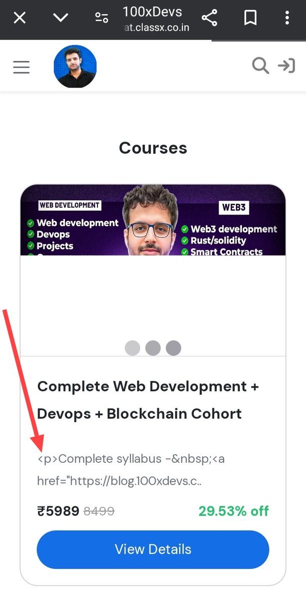 lalitkumawat1m's tweet image. Found Bug in @100xDevs website