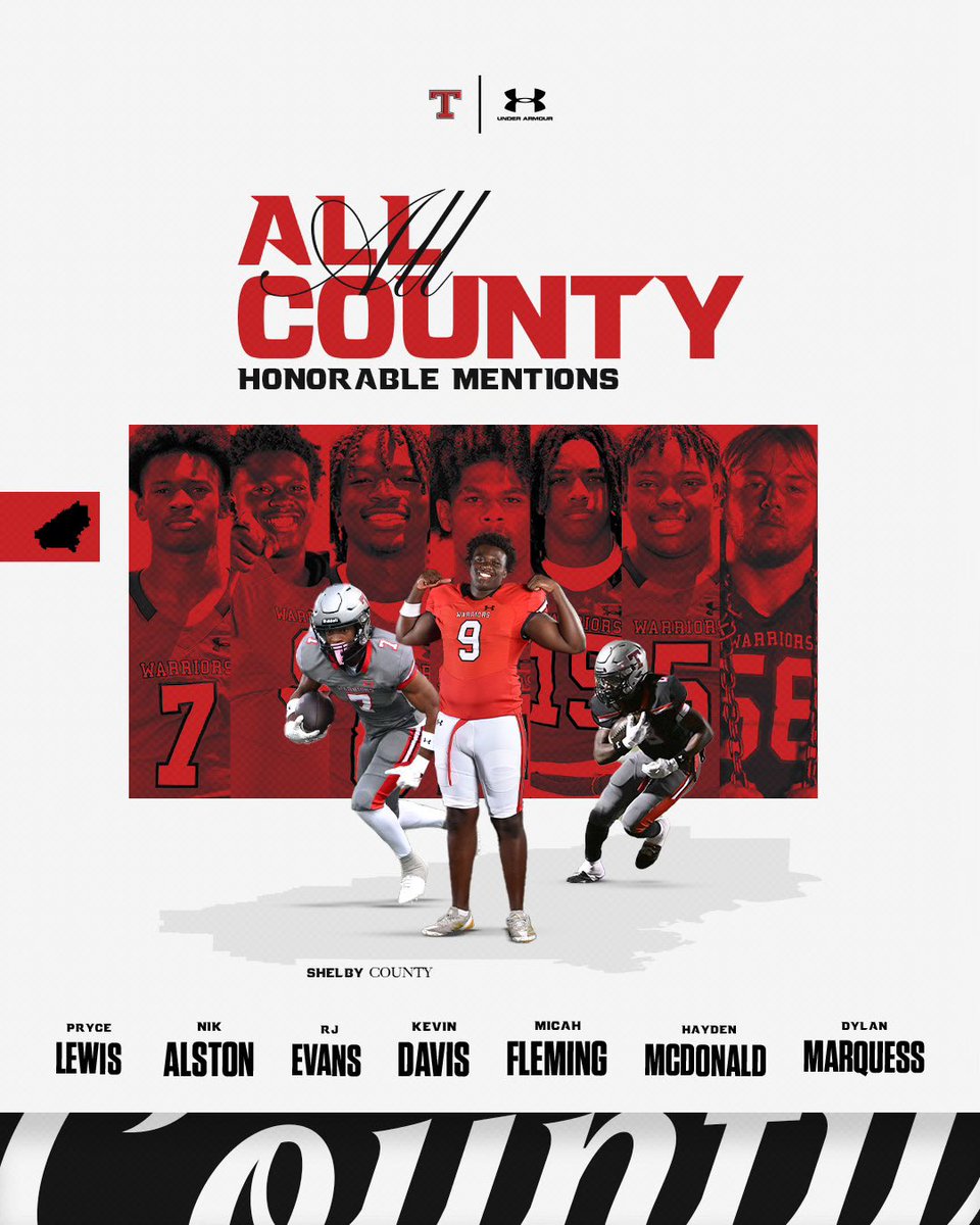 Congrats to our All-County Honorable Mention Selections! 

- Pryce Lewis
- Nik Alston
- RJ Evans
- Kevin Davis
- Micah Fleming
- Hayden McDonald
- Dylan Marquess