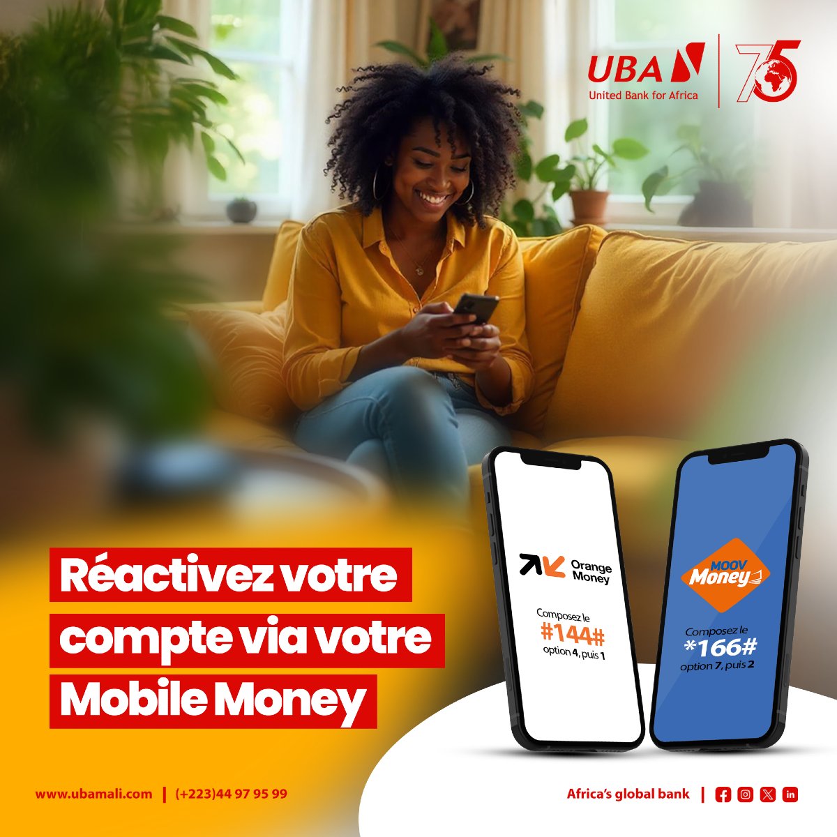 UBA_Mali's tweet photo. Ça fait un moment que vous n'avez pas fait un dépôt sur votre compte bancaire ?
Faites-le maintenant depuis votre Bank to Wallet en faisant un transfert de votre compte Orange money ou Moov Money. 👛🔛🏦
#ubamali #africasglobalbank #compteuba https://t.co/OtYOflIwuz