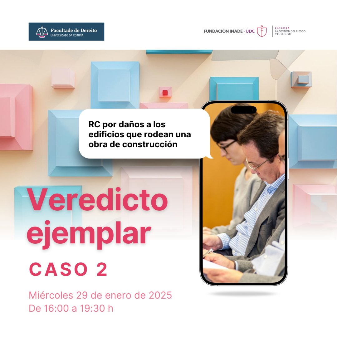 CatedraFI_UDC's tweet photo. ¡No te pierdas #VeredictoEjemplar! El único curso de RC que simula juicios reales ⚖️

🗓️ 28, 29 y 30 de enero de 16:00 a 19:30 hora
💻 Online
📍 Presencial: Facultad de Derecho de la @UDC_gal

Inscríbete ya 🔗 https://t.co/BHLLpq2d4T

Precio bonificado hasta el 7 de enero 💸 https://t.co/DwEaWS0RIF
