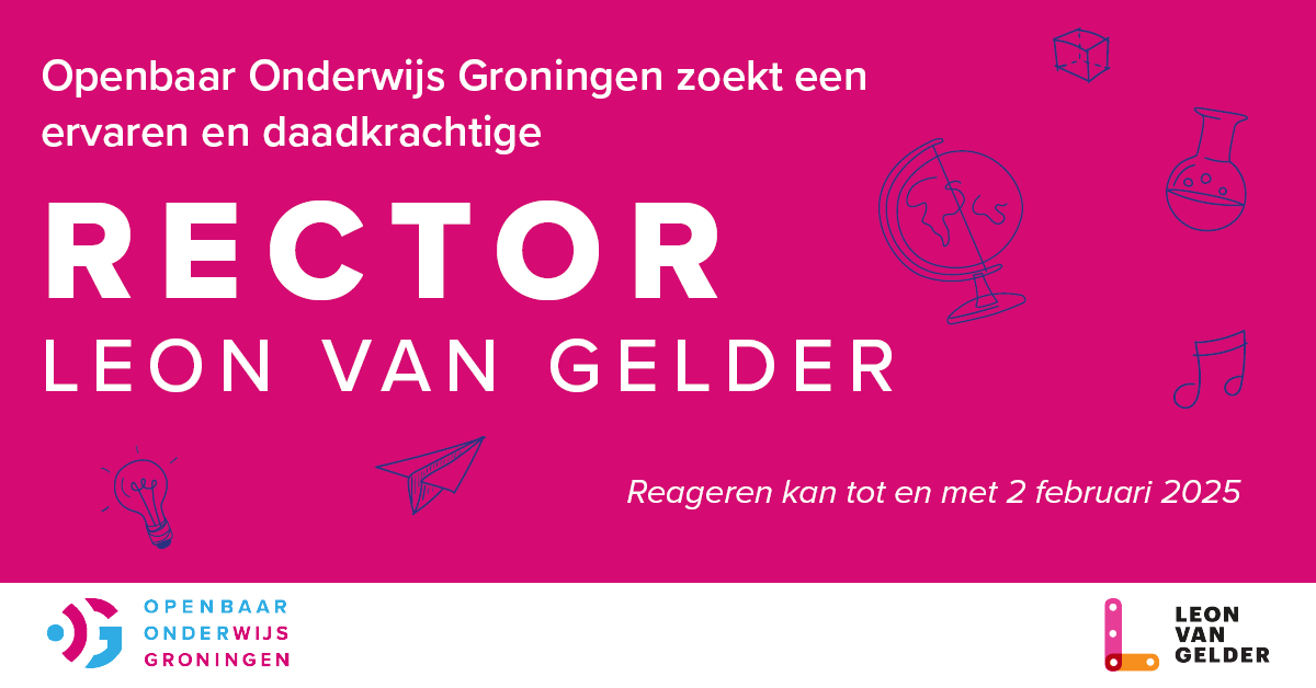 Wil jij aan het roer staan van een school waar veel aandacht is voor persoonlijke ontwikkeling? 🌱 Dan is dit je kans! 🚀 Wij zoeken namelijk een rector voor onze mooie school de Leon van Gelder! 🏫

Solliciteer via: 👇

openbaaronderwijsgroningen.nl/contentfiles/o…

#vacature #rector #onderwijs