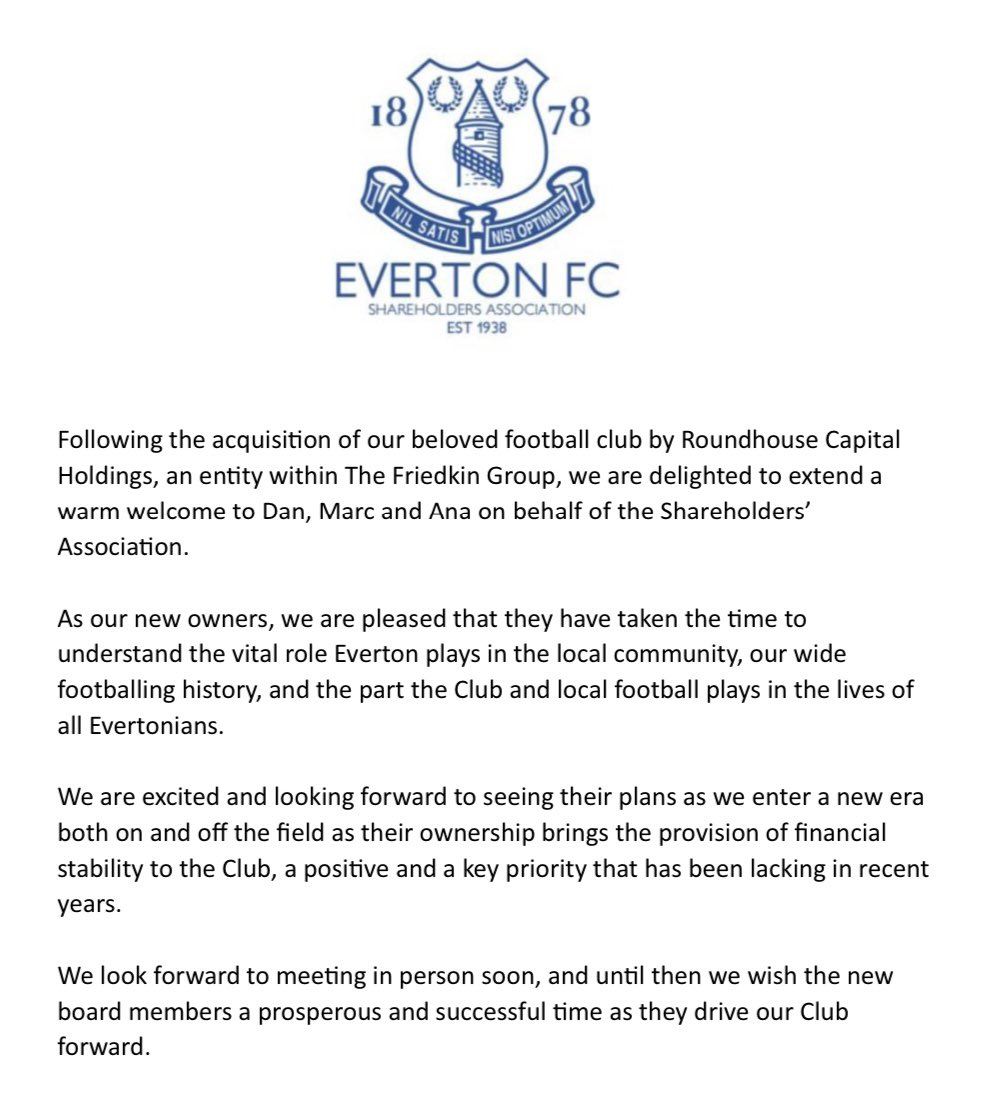 We are pleased with today’s announcement  and have shared this message with our members and the Club.