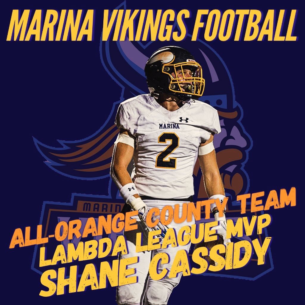 Marina Vikings FB (@marinavikingsfb) on Twitter photo CONGRATULATIONS to Marina VIKINGS Football Player Shane Cassidy for being named Lambda League MVP and Third Team ALL ORANGE COUNTY!!! GO VIKINGS!!!
#WhyNotMarina
@hb_uhsd
<a href="/MarinaVikings/">Marina Vikings</a> CONGRATULATIONS to Marina VIKINGS Football Player Shane Cassidy for being named Lambda League MVP and Third Team ALL ORANGE COUNTY!!! GO VIKINGS!!!
#WhyNotMarina
@hb_uhsd
<a href="/MarinaVikings/">Marina Vikings</a>
