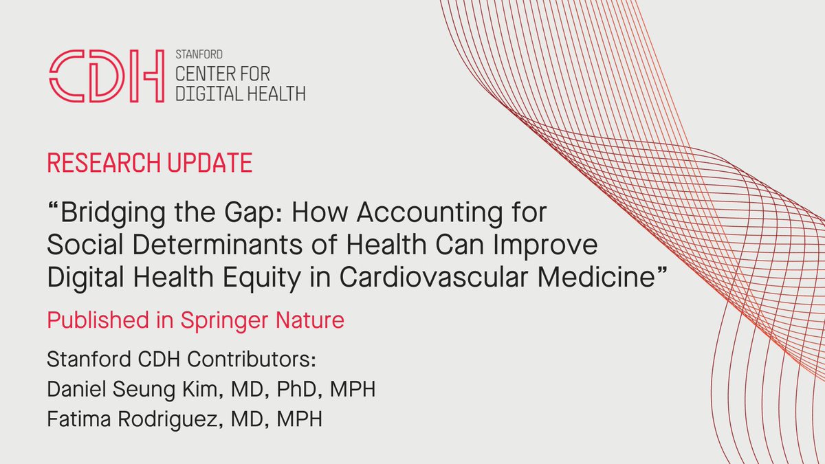 New in <a href="/SpringerNature/">Springer Nature</a>: #StanfordCDH's <a href="/FaRodriguezMD/">Fatima Rodriguez</a>, <a href="/danseungkim/">Dan Seung Kim, MD, PhD, MPH</a> &amp; colleagues discuss the importance of #DigitalHealthEquity &amp; propose strategies to improve it, emphasizing the importance of societal/governmental policies that enable digital inclusion. bit.ly/4fqk0Wa