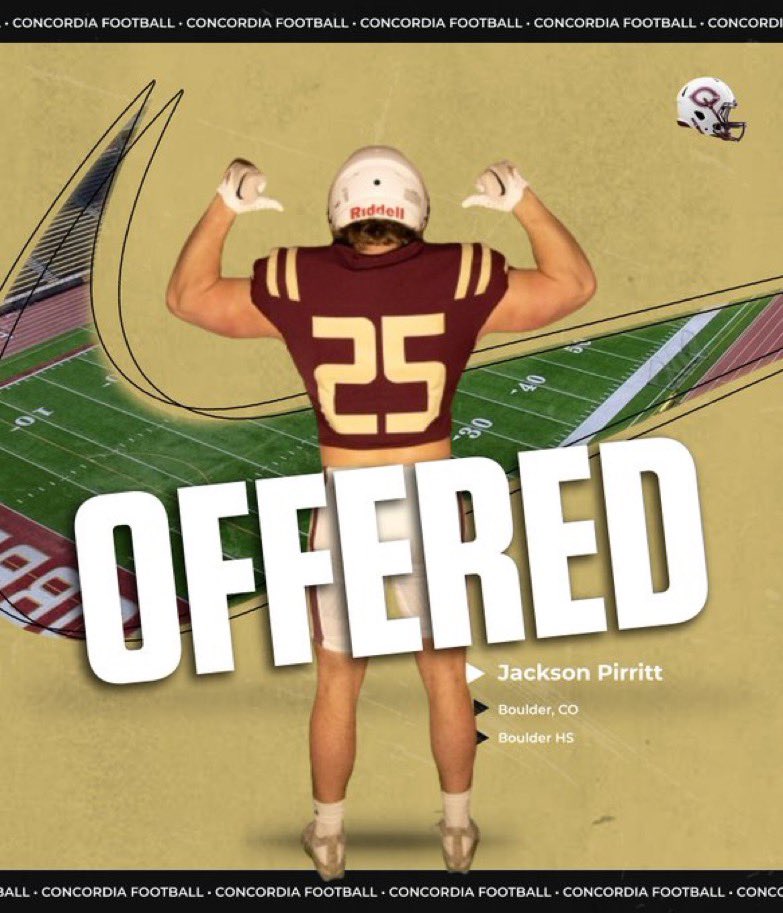 Jackson Pirritt (@pirritt_jackson) on Twitter photo After a great phone call with <a href="/ChaseDockter58/">Chase Dockter</a> I’m very blessed to say I’ve received an offer to <a href="/Cobber_Football/">Cobber Football</a>!
<a href="/CoachTerryHoran/">Terry Horan</a> <a href="/CobberSID/">Cobber Athletics</a> <a href="/KCBakk31/">Kyle Bakken</a> <a href="/2KPhenom/">Big Jess</a> <a href="/Coach2Goyogana/">Tony Goyogana</a> <a href="/BoulderFootball/">BoulderPantherFootball🏈🐾</a> <a href="/PanthersBHS/">BHS Athletics</a> @ethank_13 After a great phone call with <a href="/ChaseDockter58/">Chase Dockter</a> I’m very blessed to say I’ve received an offer to <a href="/Cobber_Football/">Cobber Football</a>!
<a href="/CoachTerryHoran/">Terry Horan</a> <a href="/CobberSID/">Cobber Athletics</a> <a href="/KCBakk31/">Kyle Bakken</a> <a href="/2KPhenom/">Big Jess</a> <a href="/Coach2Goyogana/">Tony Goyogana</a> <a href="/BoulderFootball/">BoulderPantherFootball🏈🐾</a> <a href="/PanthersBHS/">BHS Athletics</a> @ethank_13
