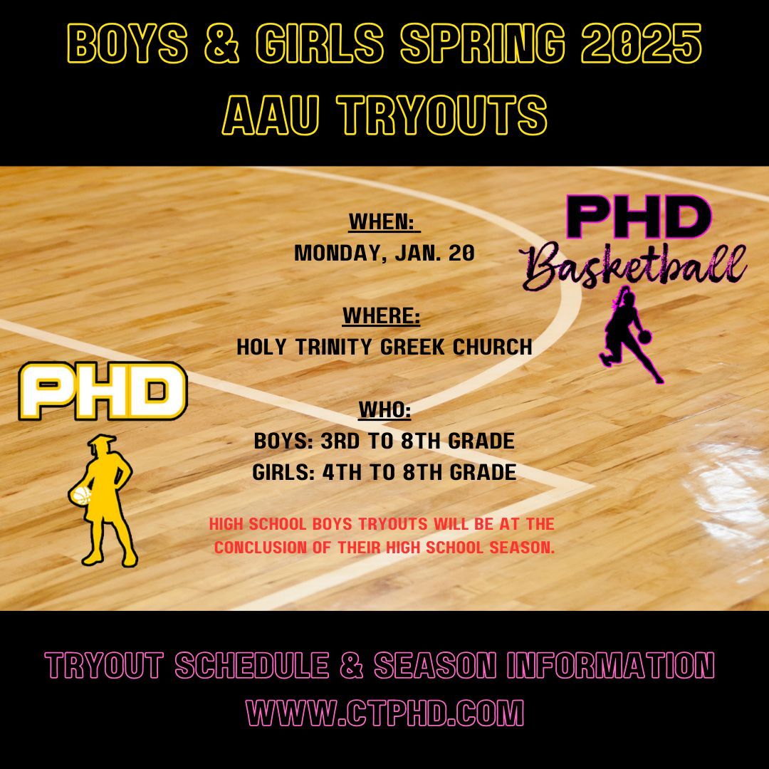 Register Today  for Boys &amp; Girls Spring AAU Tryouts. Information and registration can be found at buff.ly/3NzCTdv