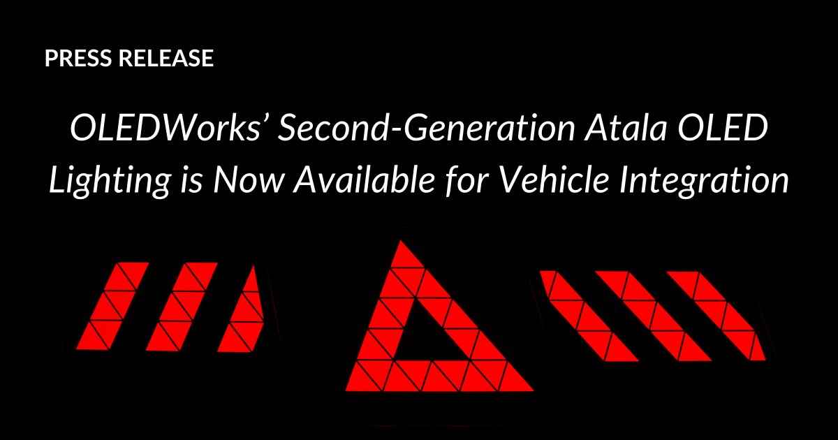 OLEDWorks's tweet photo. We are pleased to announce the market release of digital #OLED 2.0 technology, the second generation of automotive-certified OLED lighting by OLEDWorksβ #automotive brand Atala! πβ¨
#Atala #AtalaLighting #OLEDWorks #OLEDTechnology #OLEDLighting #Technology #Segmentation #OLEDs https://t.co/6NHl8BoAhu