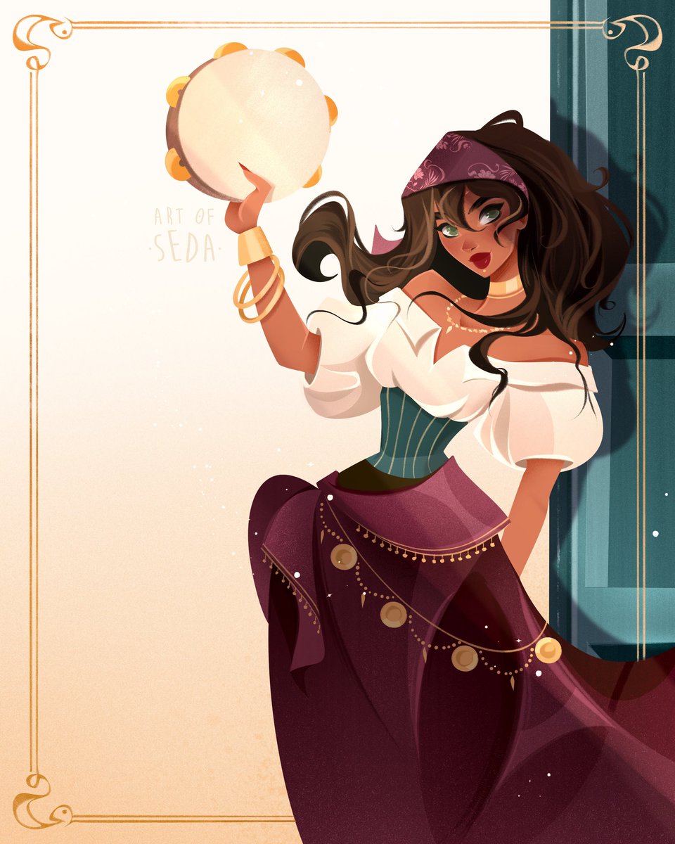 artofseda's tweet photo. My Esmeralda fan art for #disember2024 ! 🌹 The list is great, I guess I will draw some of them randomly. 

#disney #disneyfanart #DISember2024 https://t.co/xbrp0XQSZk