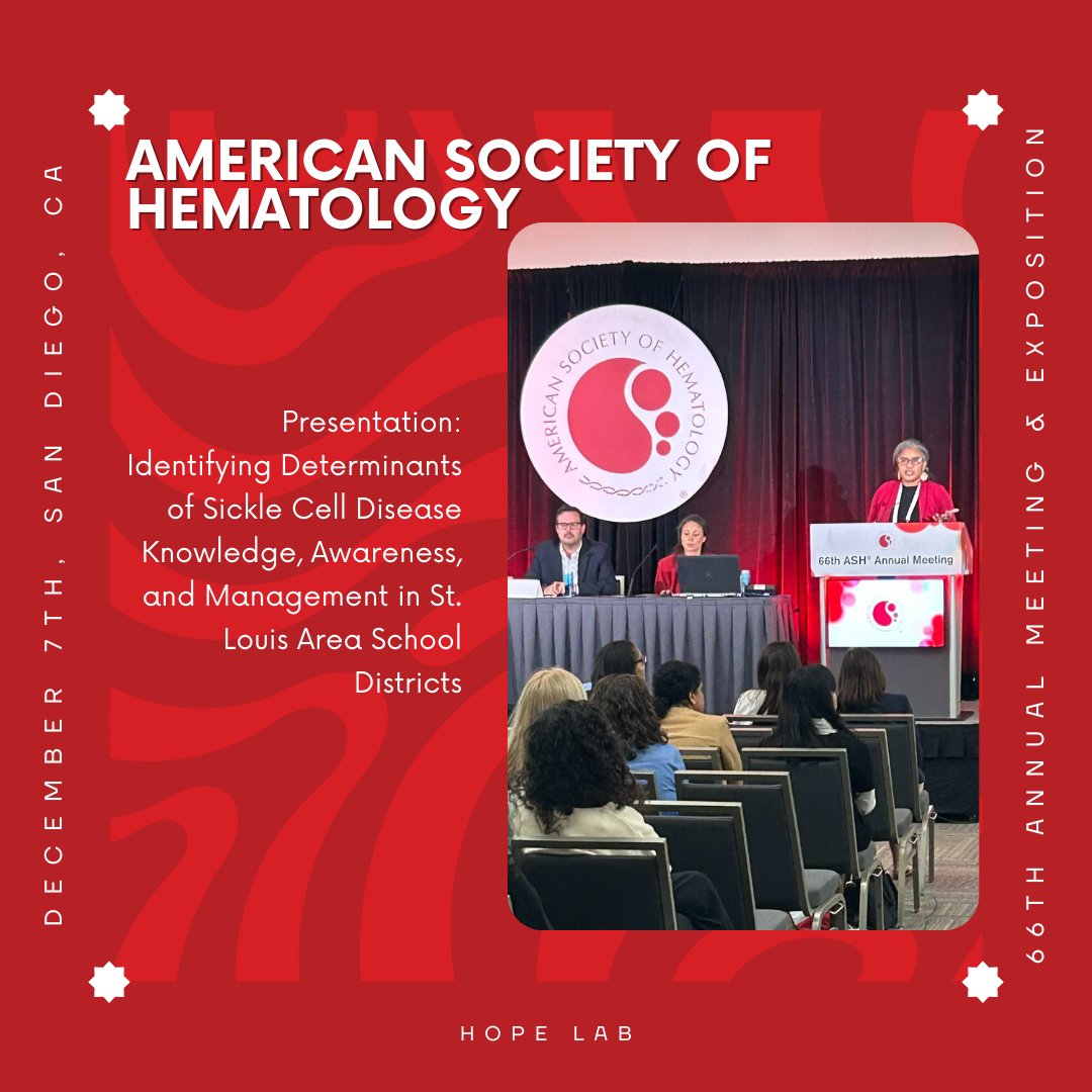 HOPELabSTL's tweet photo. We were honored to present at the @ASH_hematology  66th Annual Meeting &amp; Exhibition! Dr. Harris shared about our collaborative work with Dr. Allison King's Child Health and Education Lab. Grateful for the engaging discussions and insightful feedback! https://t.co/zVsgCy2pWh