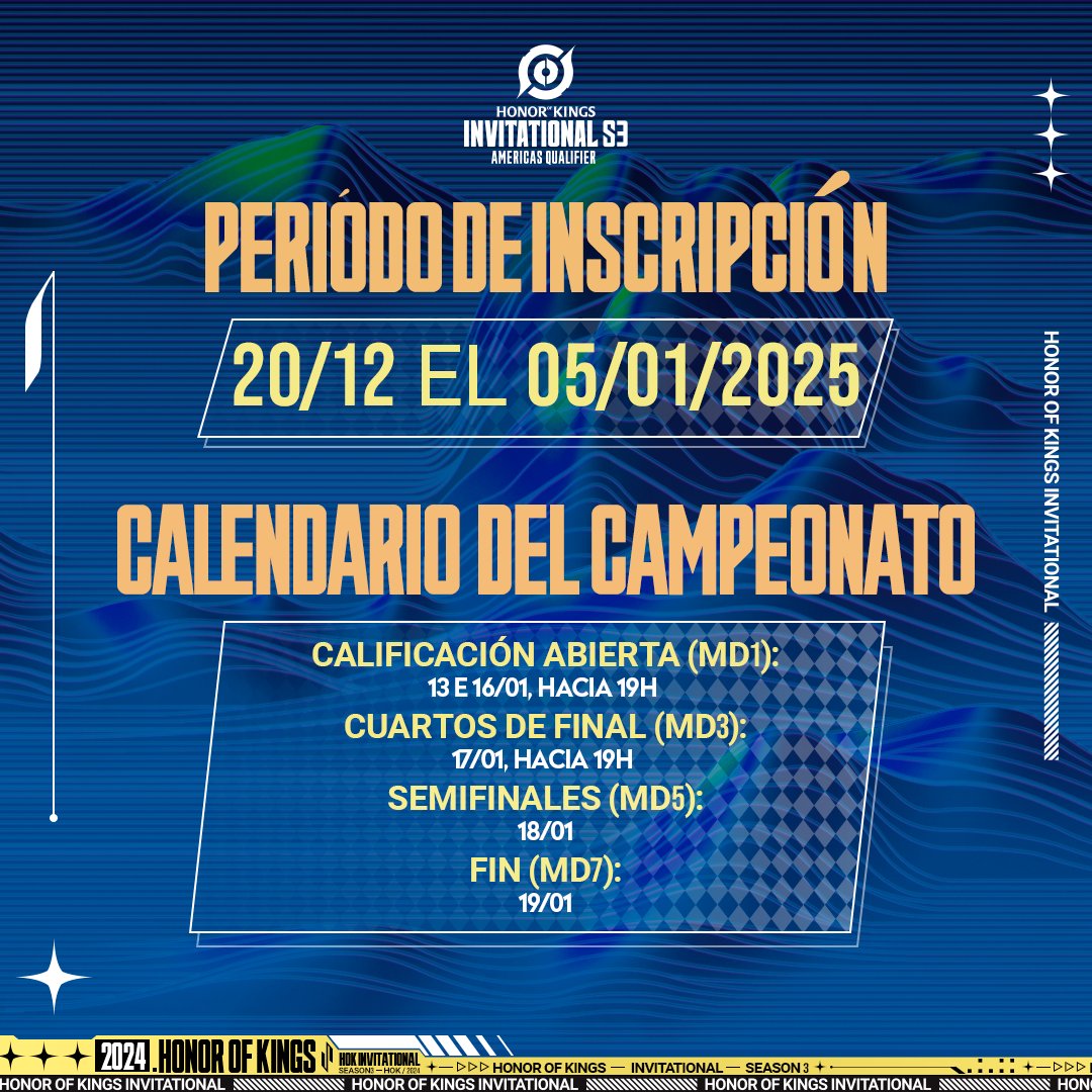 HOKLATAM's tweet photo. ¡PREPÁRATE! 🎉  
¡Mañana se abren oficialmente las inscripciones y no puedes quedarte afuera! ⚔️  

Prepárate para dar el primer paso a la competencia. Marca en tu calendario, ajusta tus alarmas y quédate pendiente. ⏰  
¿Estás listo? 
#HOKEsports #HOKS3 https://t.co/OJXPUplDm5