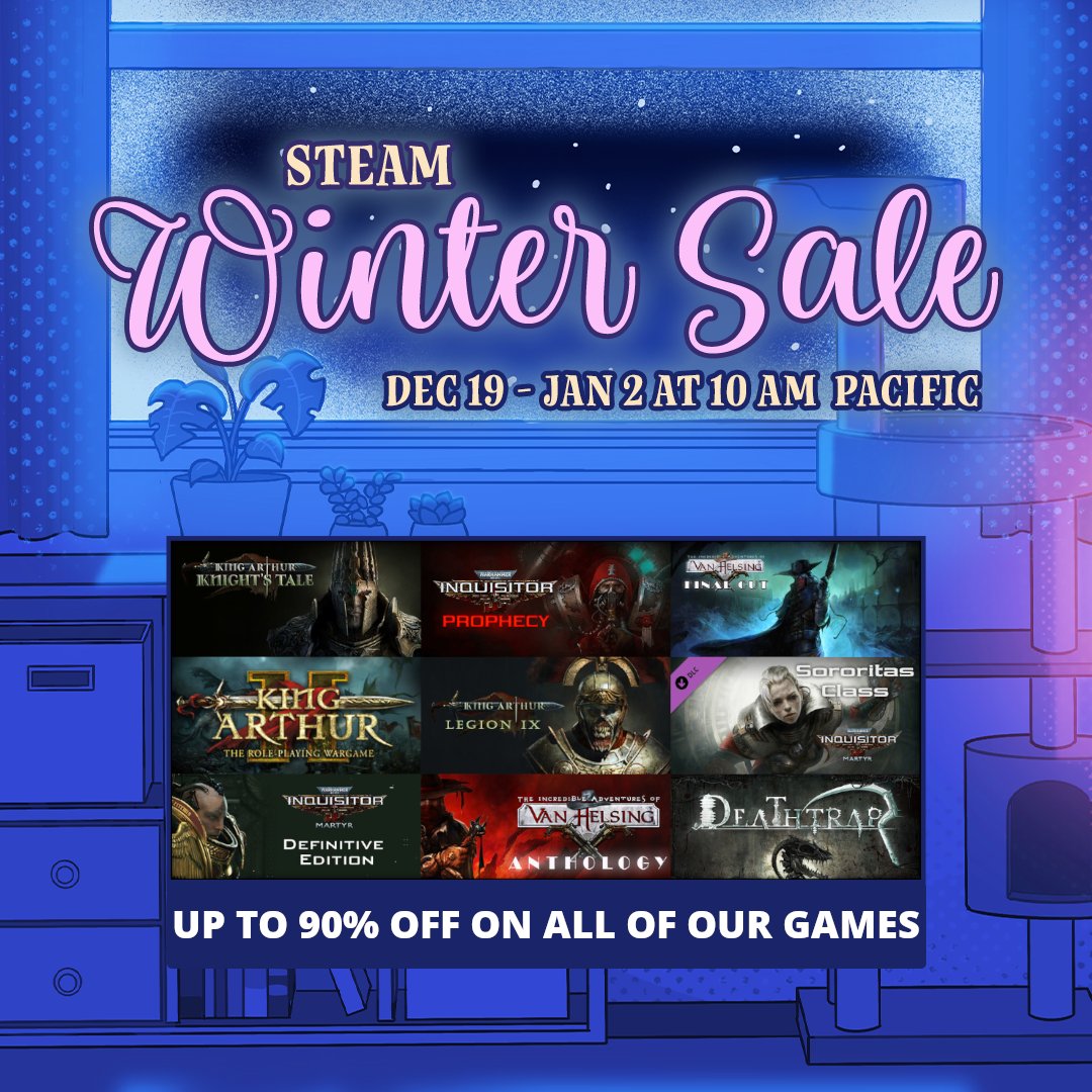 Inquisitors!

Warhammer 40,000: Inquisitor - Martyr and Prophecy are both part of the Steam Winter Sale at 80% OFF!
You can find our other games and DLCs as well for up to 90% OFF!

Happy Holidays everyone!  
store.steampowered.com/app/527430/War…