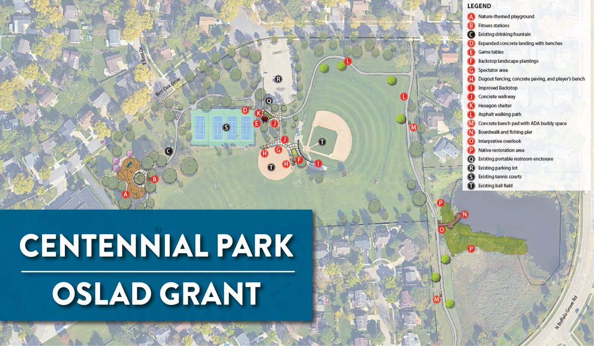 We are pleased to share that this week Gov. Pritzker and IDNR announced that AHPD was awarded a $600,000 OSLAD Grant for a major revitalization project at Centennial Park. Thank you to Gov. Pritzker, our legislators and IDNR for their efforts in securing this critical funding!