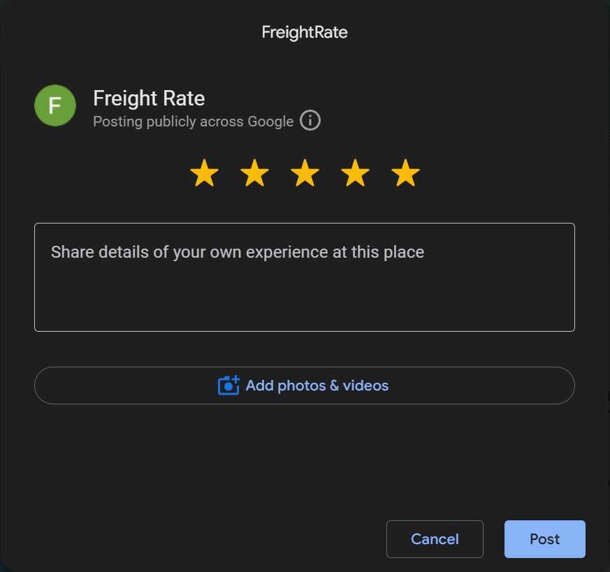 FreightRatecom's tweet photo. 🚛 We Want to Hear From You! Share Your FreightRate Experience ⭐ https://t.co/sUZVpLgDpL
Have you used FreightRate to simplify your shipping and save money? 💰 Your feedback makes a difference! https://t.co/w5UuJpK94L