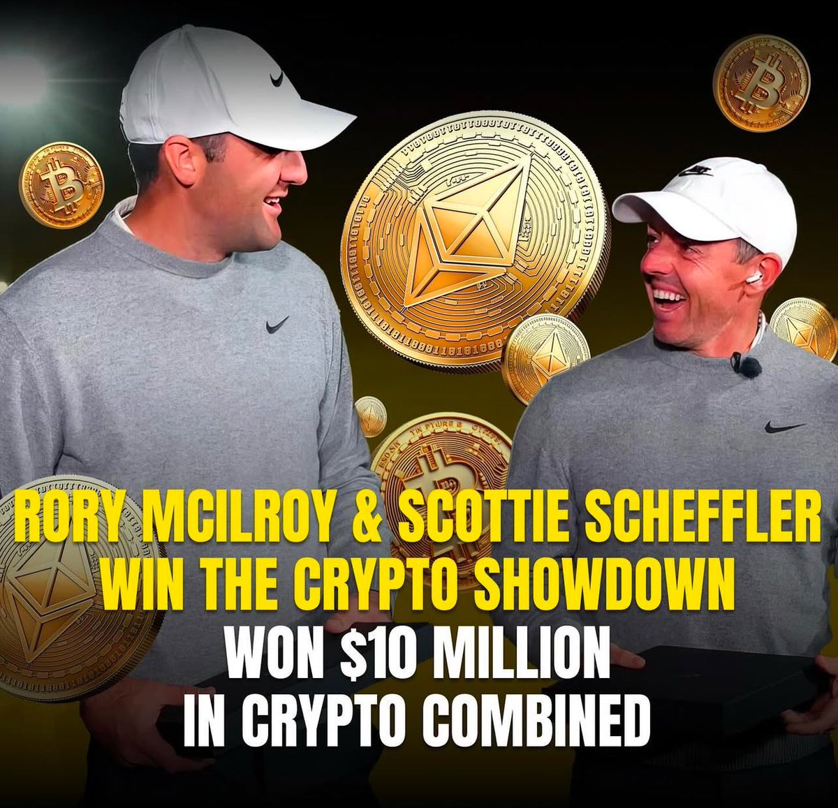 MASSIVE crypto take home for Scottie Scheffler and Rory McIlroy for winning  the Crypto Showdown🤑