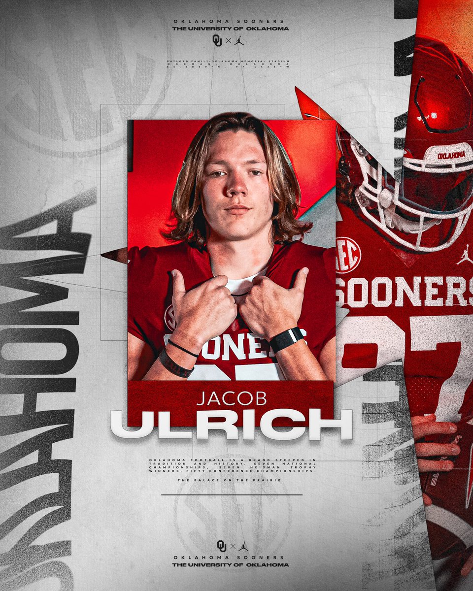 OU_Football's tweet photo. Welcome home, @JacobUlrich05! 🧬

#OUDNA https://t.co/r8DdoWmNsW
