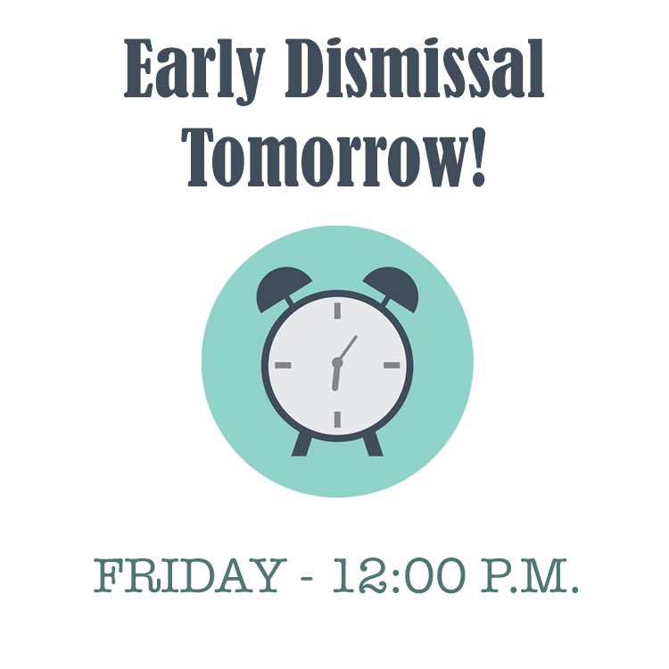 Hey parents!  We’re kicking off Winter Break with a 12:00p dismissal tomorrow!