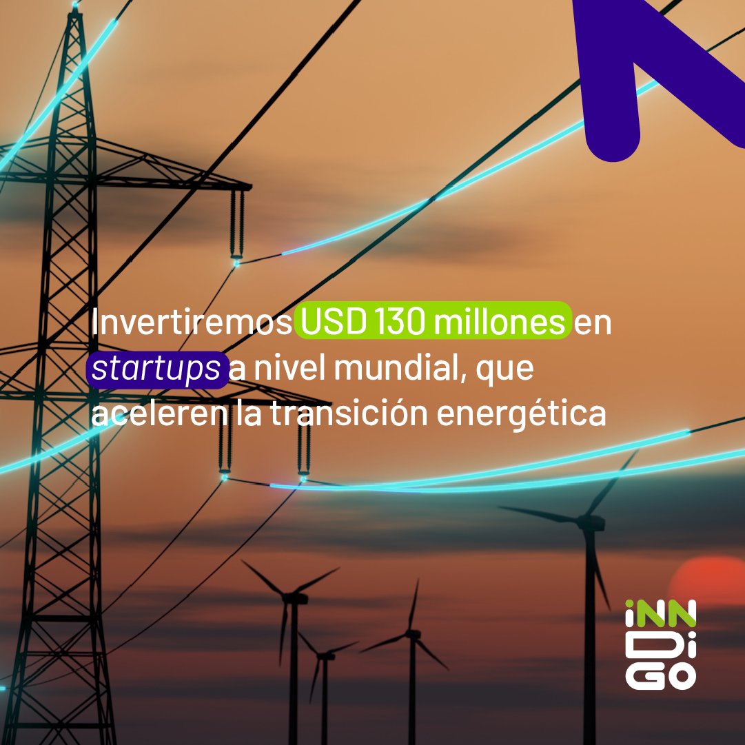 Manugsalazar's tweet photo. ¡Nos anticipamos a los desafíos mundiales! Con INNDIGO, programa de inversión en innovación y emprendimiento de ISA y sus empresas, invertiremos USD 130 millones en startups de base tecnológica para cocrear soluciones que contribuyan a la aceleración de la transición energética. https://t.co/8Y0Y98nHvE