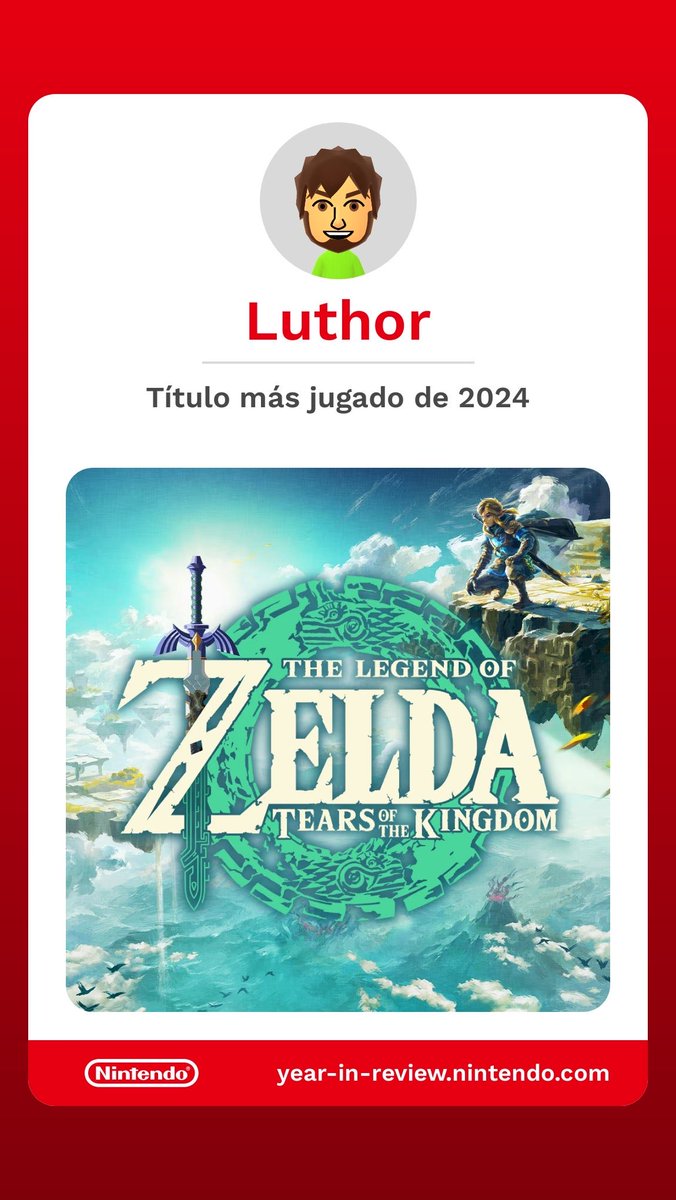 ¡Este es mi vistazo al año 2024 en Nintendo Switch! Descubre tu resumen en year-in-review.nintendo.com

#NintendoSwitch2024