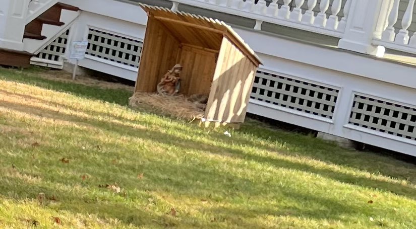 Just walked by a squirrel sitting inside someone’s Christmas nativity scene but I laughed so hard I scared him away before I could take a photo and caption it with a pun so upsetting the WGA would finally ask me to leave