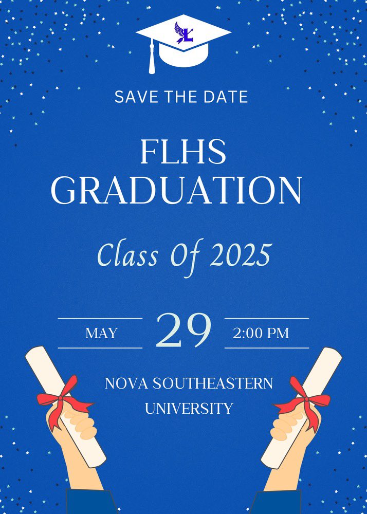Erin Brown (@principalflhigh) on Twitter photo I am so proud & excited to announce our Graduation Day! We canβt wait to celebrate the Class of 2025! π€π<a href="/FlhsOfficial/">Fort Lauderdale High School</a> <a href="/flhs_magnet/">FLHS Magnet</a> <a href="/FlyingLsAthlete/">Flying L's Athletics</a> <a href="/FLHSGuidance/">FLHSGuidance</a> <a href="/FLHS_Shannon/">Mr. Shannon</a> <a href="/D_Ospina10/">D. Ospina</a> <a href="/LizTatumliz/">liz tatum gallagher</a> I am so proud & excited to announce our Graduation Day! We canβt wait to celebrate the Class of 2025! π€π<a href="/FlhsOfficial/">Fort Lauderdale High School</a> <a href="/flhs_magnet/">FLHS Magnet</a> <a href="/FlyingLsAthlete/">Flying L's Athletics</a> <a href="/FLHSGuidance/">FLHSGuidance</a> <a href="/FLHS_Shannon/">Mr. Shannon</a> <a href="/D_Ospina10/">D. Ospina</a> <a href="/LizTatumliz/">liz tatum gallagher</a>