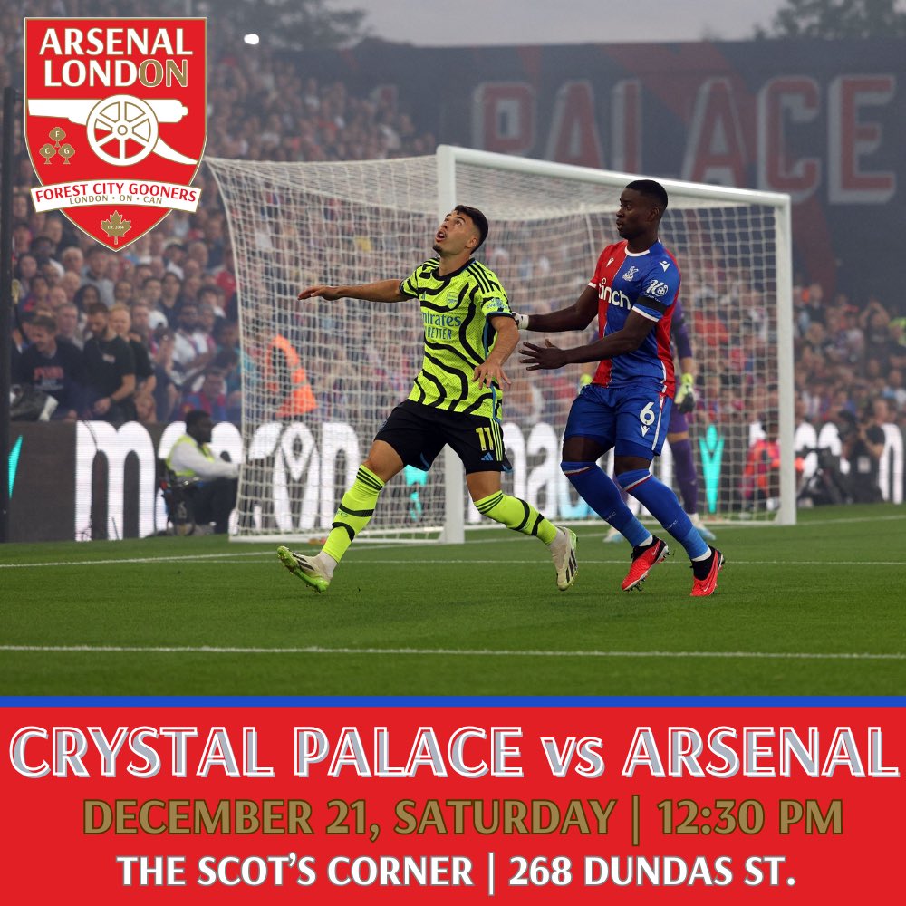Join us at @thescotscorner_ on Saturday and cheer on our Gunners. Scot’s will have their Canadian and Full Scottish breakfasts, a daily special, and $7 pints of their local lager. 

12:30 PM kickoff, see you there!

#GreatWhiteNorthBank #ldnont #Arsenal #COYG
<a href="/arsenalcanadasc/">Arsenal Canada</a>