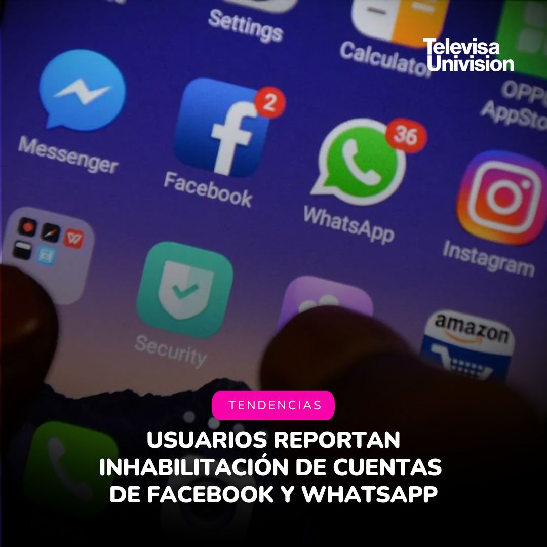 TelevisaSON's tweet photo. INHABILITADAS 📱 

Usuarios en X reportaron que sus cuentas de Facebook, Instagram y WhatsApp están siendo inhabilitadas sin motivo aparente. La empresa tecnológica aún no ha informado si se trata de algún error y si existirá la posibilidad de recuperarlas. https://t.co/c3XOgvCNEj