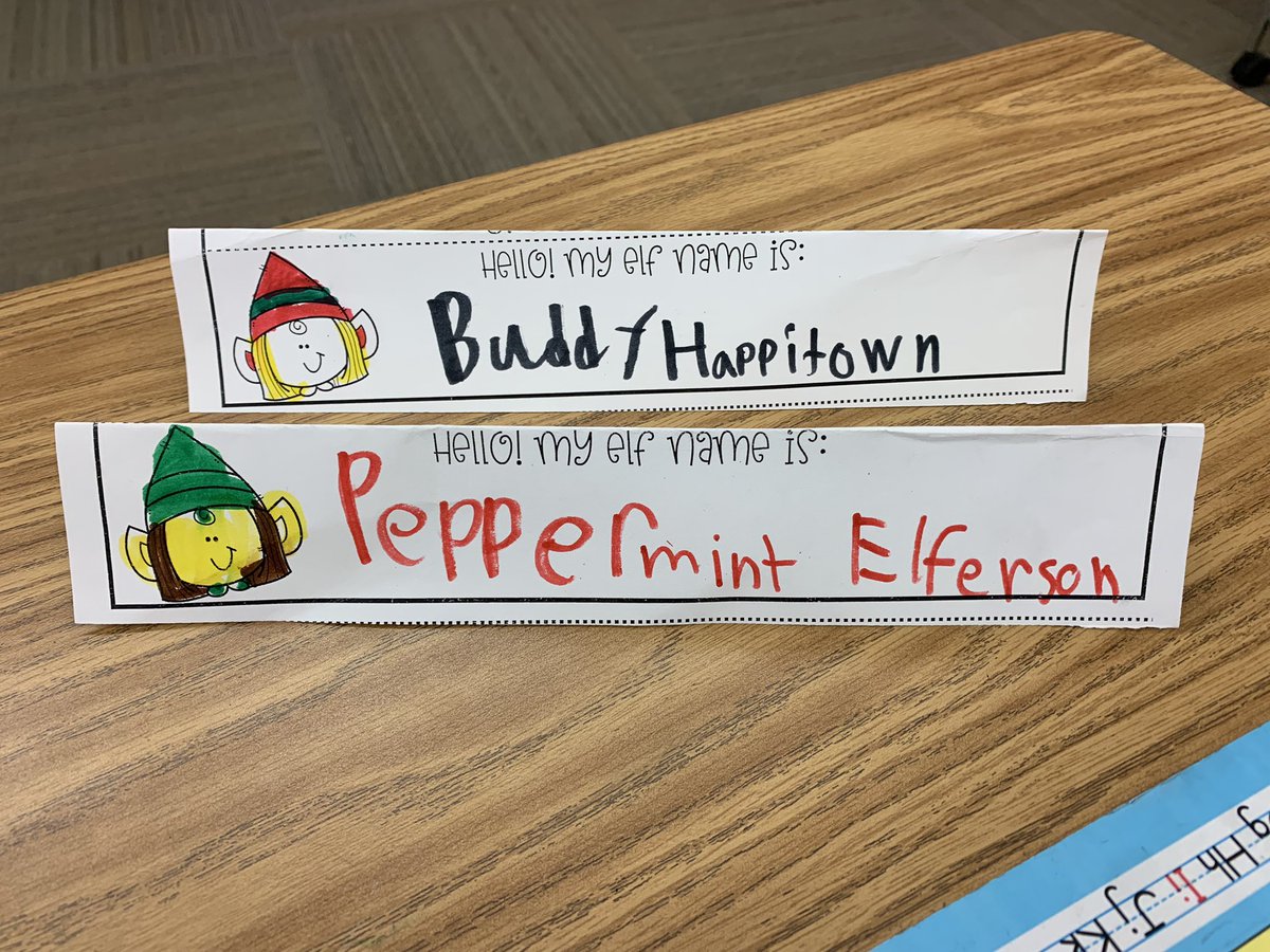 Starcevic1stKES's tweet photo. Only 2 days until Christmas break!  Today was elf day 💚❤️ Do you like our new elf names? https://t.co/9wVfhN4Fov