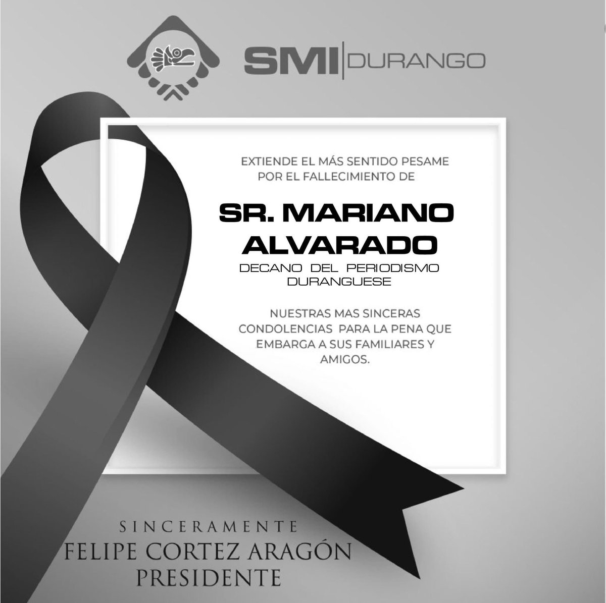 Con profunda tristeza nos unimos al dolor que embarga a los familiares y amigos del Sr. Mariano Alvarado.

En este difícil momento, enviamos nuestras más sinceras condolencias y deseamos que encuentren fortaleza y paz.

Descanse en paz.