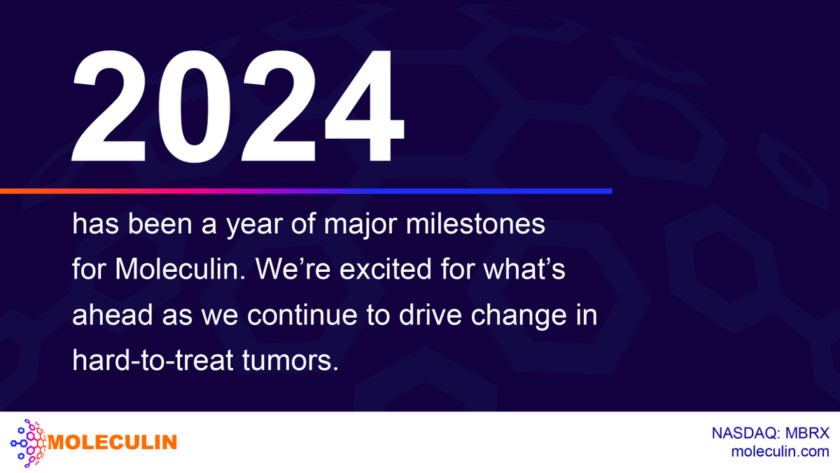 moleculinbio's tweet photo. 2024 has been a year of major milestones for Moleculin. We’re excited for what’s ahead as we continue to drive change in hard-to-treat tumors.

https://t.co/hE9RddFRPG 
$MBRX #AML #Oncology https://t.co/P2dEfIAK9B