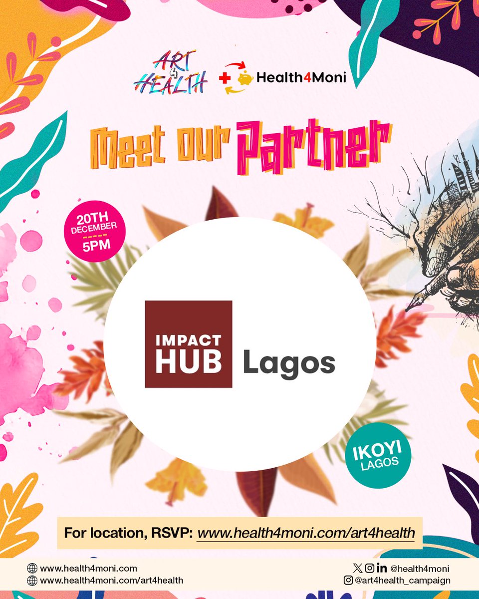 Health4Moni's tweet photo. We’re excited to shine a light on our amazing partner, @impacthublagos! Together, we’re revolutionizing healthcare through the Art4Health exhibition for the cancer and chronic care fund! https://t.co/5c8qW4SuM2