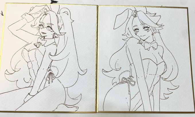 コミケ用に色紙描いてる 