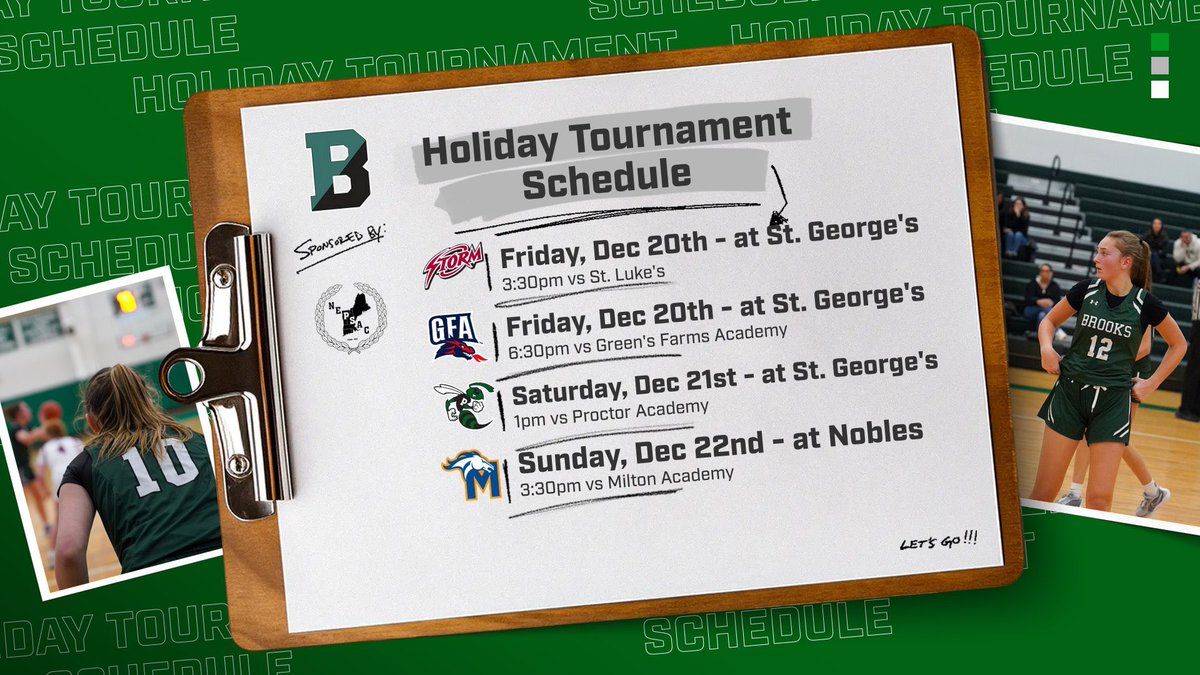 Brooks Girls Basketball (@hoopsbrooks) on Twitter photo 4 games in 3 days - come out and see our talented student athletes in showcase games at St. George's and Nobles Friday, Saturday and Sunday. Let's go Brooks!!!
<a href="/AthleticsBrooks/">Brooks Athletics</a> <a href="/BrooksSchool/">Brooks School</a> <a href="/NEPSGBCA/">NEPSGBCA</a> <a href="/ISLSPORTS/">The ISL</a> <a href="/ethman43/">Ethan Fuller</a> <a href="/EvanApplebaum2/">Evan Applebaum</a> <a href="/BashHoopsNE/">Bash Hudson</a> <a href="/HPHoopsCoachB/">Ben Chase</a> 4 games in 3 days - come out and see our talented student athletes in showcase games at St. George's and Nobles Friday, Saturday and Sunday. Let's go Brooks!!!
<a href="/AthleticsBrooks/">Brooks Athletics</a> <a href="/BrooksSchool/">Brooks School</a> <a href="/NEPSGBCA/">NEPSGBCA</a> <a href="/ISLSPORTS/">The ISL</a> <a href="/ethman43/">Ethan Fuller</a> <a href="/EvanApplebaum2/">Evan Applebaum</a> <a href="/BashHoopsNE/">Bash Hudson</a> <a href="/HPHoopsCoachB/">Ben Chase</a>