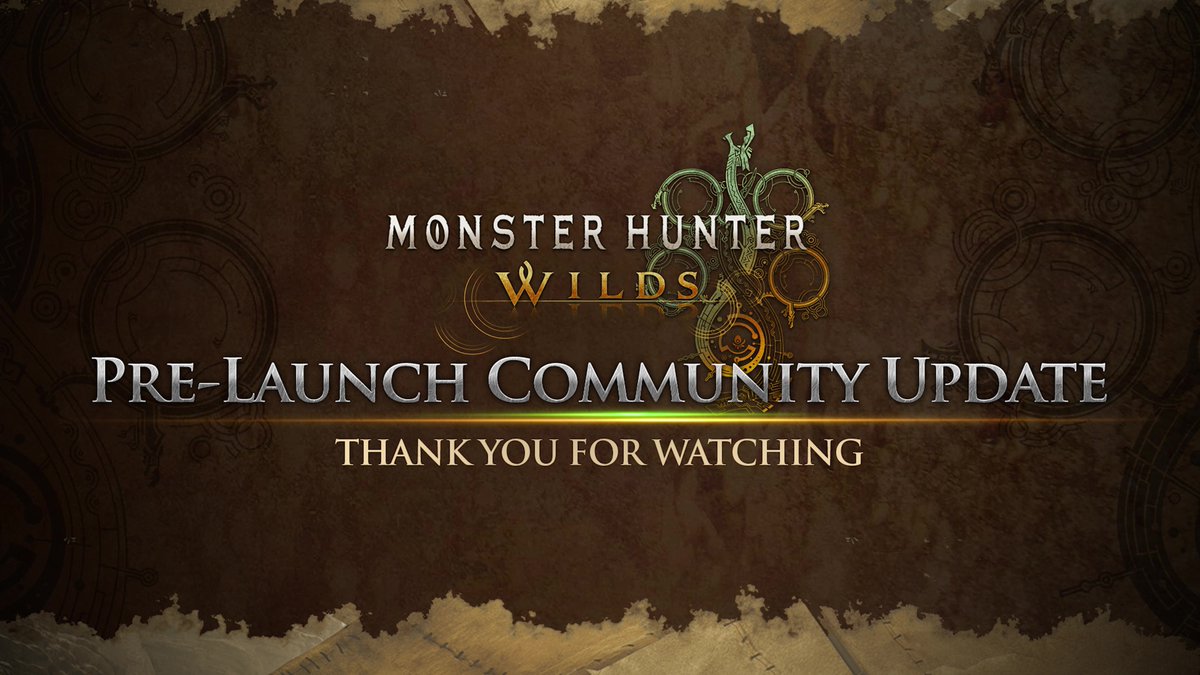 monsterhunter's tweet photo. Thanks to everyone for watching the Monster Hunter Wilds - Pre-Launch Community Update stream! Let us know in the replies what you thought of it!

If you missed it, catch up on all the news by watching the VOD on YouTube:

📺 https://t.co/yeYUhtQ4s2

#MHWilds https://t.co/2oLakmG4ku