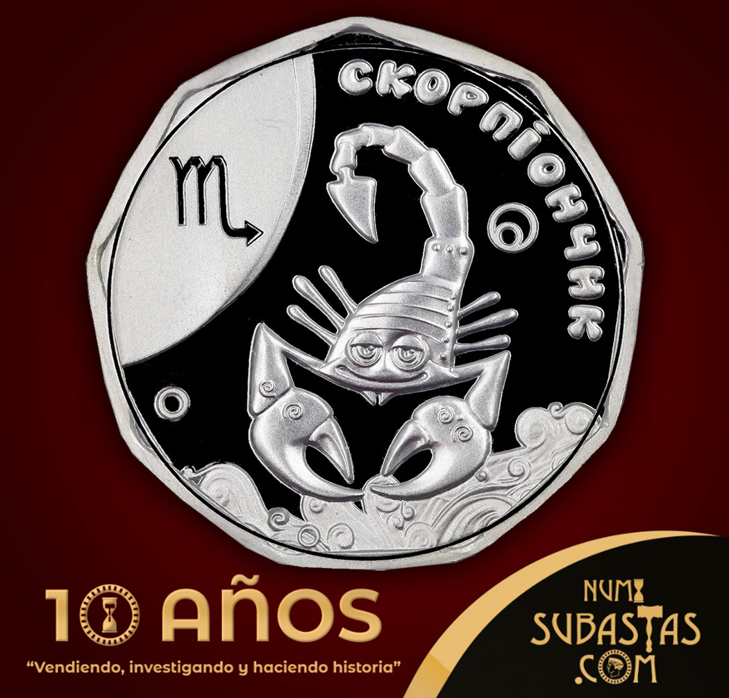 numisubastas's tweet photo. EN SUBASTA:
LOTE# 75-33
MONEDA DE PLATA PROOF: 2HRYVNIAS 2015, SIGNO ESCORPIO
https://t.co/w2vmlWNYpS
#Numisubastas #SubastaNumismatica #Coins #Coinnerd #Coleccionismo #Moneda #Coin #CoinCollection #CoinCollector #WorldCoins #CoinGeek https://t.co/OYFldrGGzt