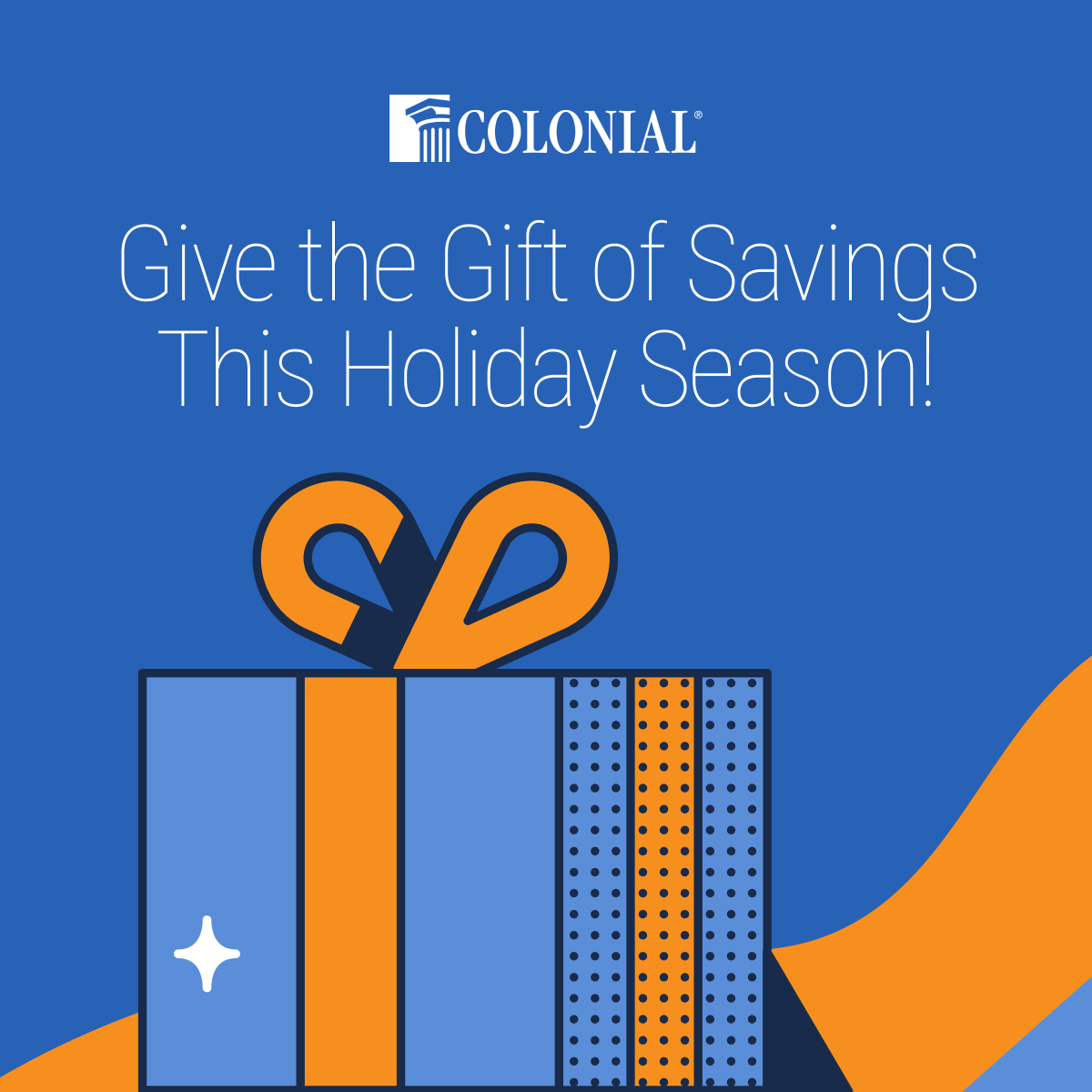 ColonialBanking's tweet image. This holiday season, consider gifting a Certificate of Deposit (CD) to your loved ones. It’s a great way to provide a child with a secure financial start, thanks to guaranteed interest and CD's are FDIC insured.

Apply Online at GoColonial.com/OpenAccount.

#GoColonial