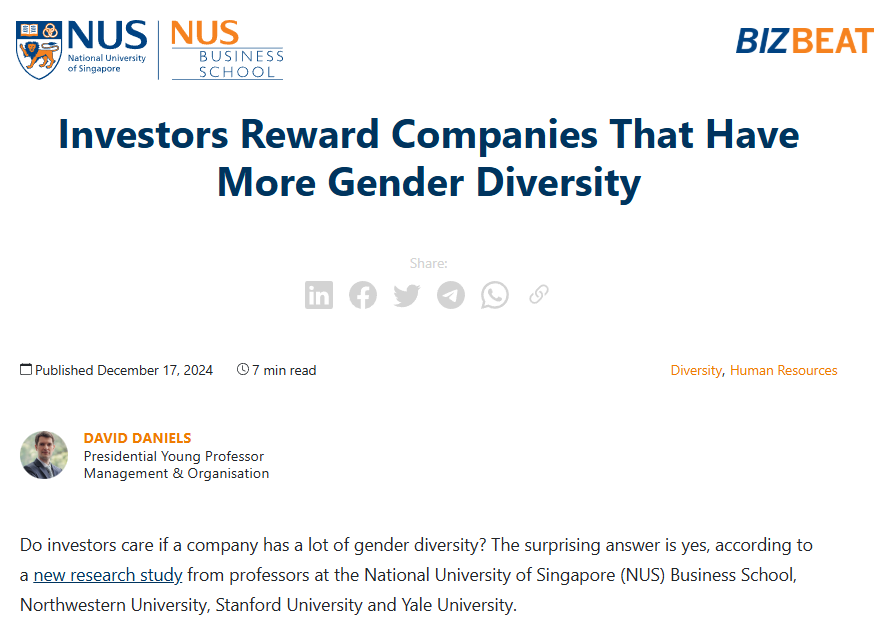 DPDaniels's tweet photo. Do investors care if a company has a lot of gender diversity? The surprising answer is yes, according to our new research...  Link in first comment!

#diversity

#investors
#performance
#business
#stockmarket https://t.co/6CTrWqa4tL